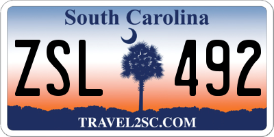 SC license plate ZSL492