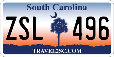 SC license plate ZSL496