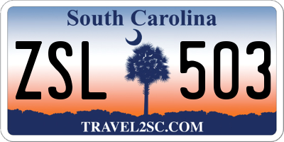 SC license plate ZSL503