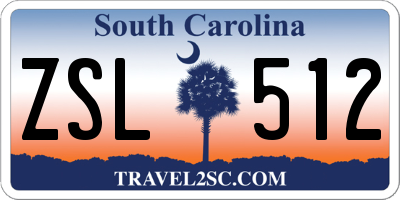 SC license plate ZSL512