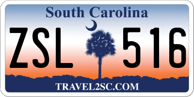 SC license plate ZSL516