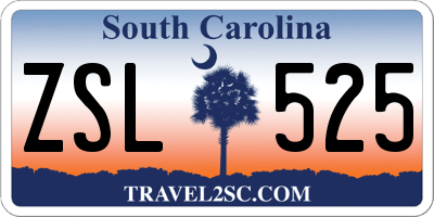 SC license plate ZSL525