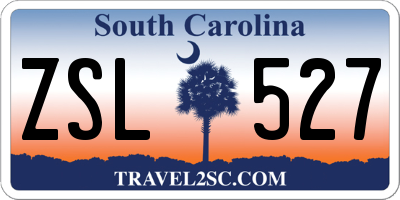 SC license plate ZSL527