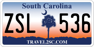 SC license plate ZSL536