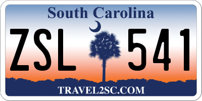 SC license plate ZSL541