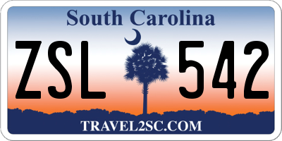 SC license plate ZSL542