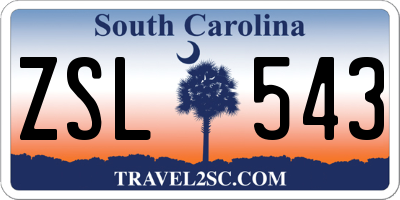 SC license plate ZSL543