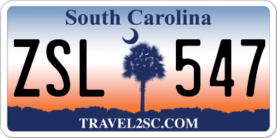 SC license plate ZSL547