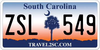 SC license plate ZSL549