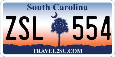 SC license plate ZSL554