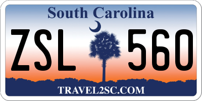 SC license plate ZSL560