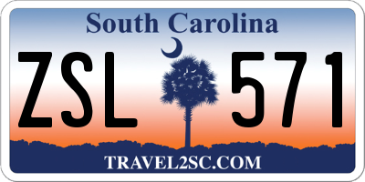 SC license plate ZSL571