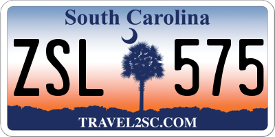 SC license plate ZSL575