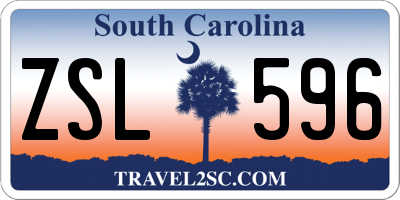 SC license plate ZSL596