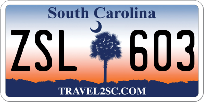 SC license plate ZSL603