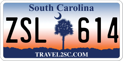 SC license plate ZSL614