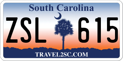 SC license plate ZSL615