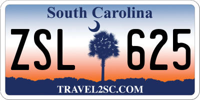 SC license plate ZSL625