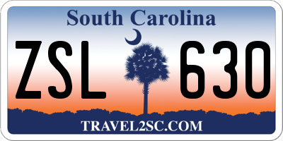 SC license plate ZSL630