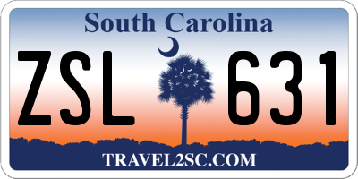 SC license plate ZSL631