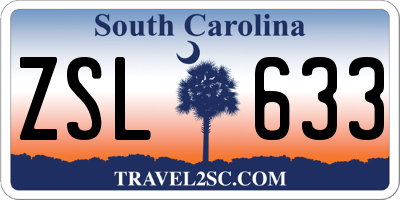 SC license plate ZSL633