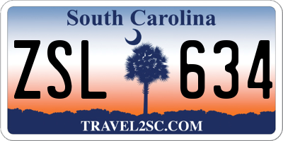 SC license plate ZSL634