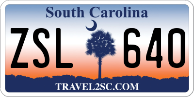 SC license plate ZSL640