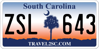 SC license plate ZSL643