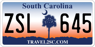 SC license plate ZSL645