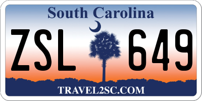 SC license plate ZSL649
