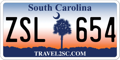 SC license plate ZSL654