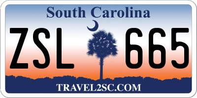 SC license plate ZSL665