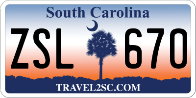 SC license plate ZSL670