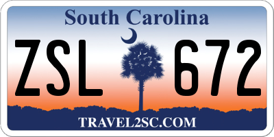 SC license plate ZSL672