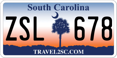 SC license plate ZSL678