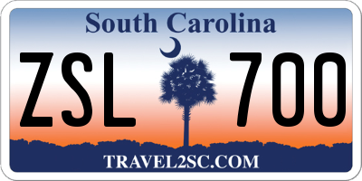 SC license plate ZSL700