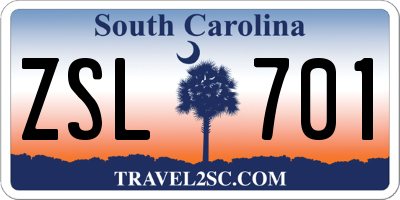 SC license plate ZSL701