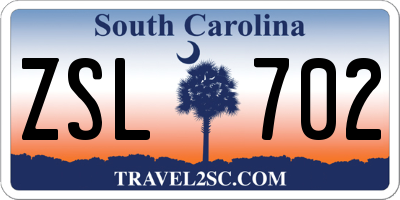 SC license plate ZSL702