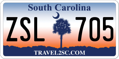 SC license plate ZSL705