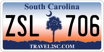 SC license plate ZSL706