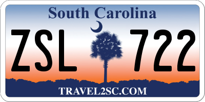SC license plate ZSL722