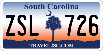 SC license plate ZSL726