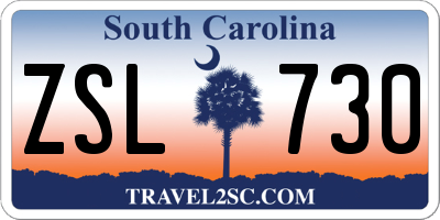SC license plate ZSL730