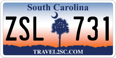 SC license plate ZSL731