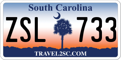 SC license plate ZSL733