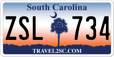 SC license plate ZSL734