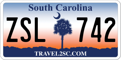 SC license plate ZSL742
