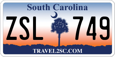 SC license plate ZSL749