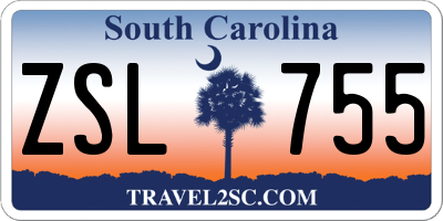 SC license plate ZSL755