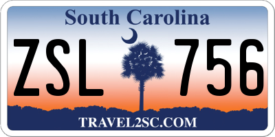 SC license plate ZSL756